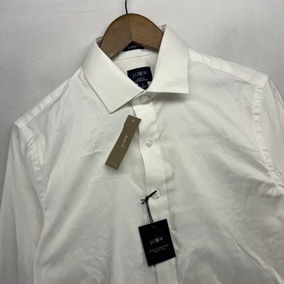 J Crew Dress Shirt Mens Small White Bowery Performance Classic Stretch Twill NEW - Picture 1 of 11